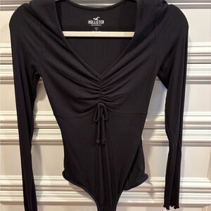 Hollister Black Ruched Front Bodysuit